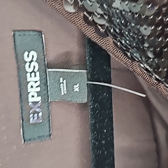 Express Sequined Midi Dress Capped Sleeves Oxblood - Picture 14 of 17